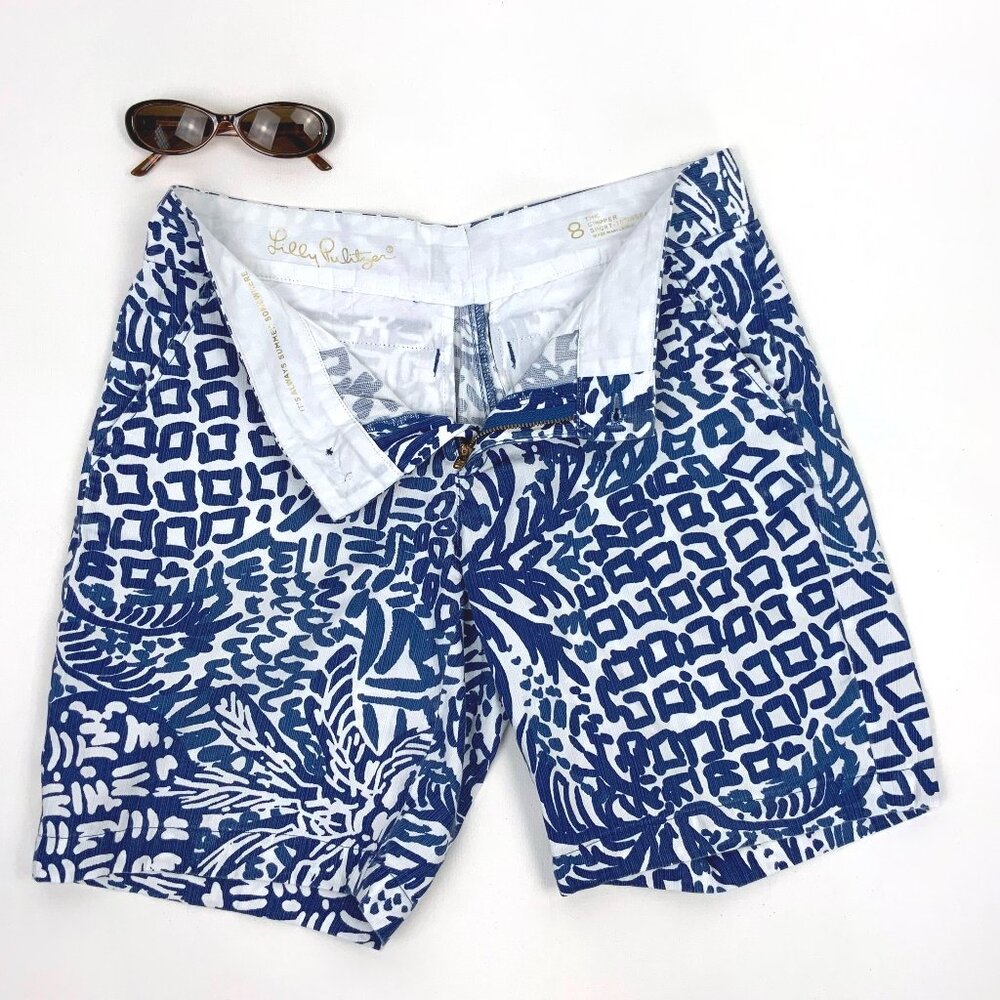 Lilly Pulitzer Chipper Short Home Slice Indigo Sz 8 - Picture 9 of 16